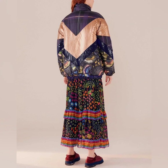 FARM RIO Borogodo Metallic Reversible Puffer Jacket Size Medium NWT - Picture 4 of 14